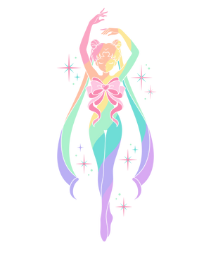 Ethereal Pastel Prism Rainbow Magical Girl Silhouette
