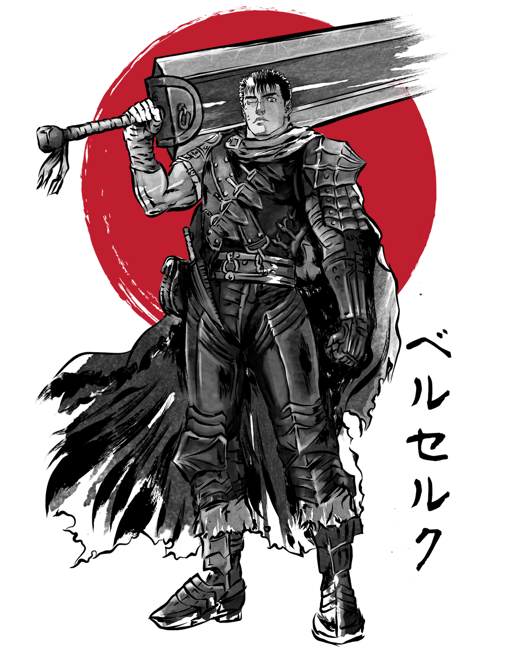 Black swordsman sumi e