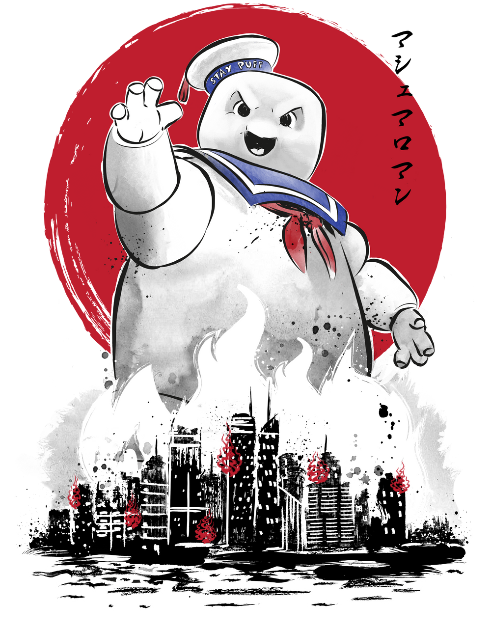 Marshmallow man sumi-e