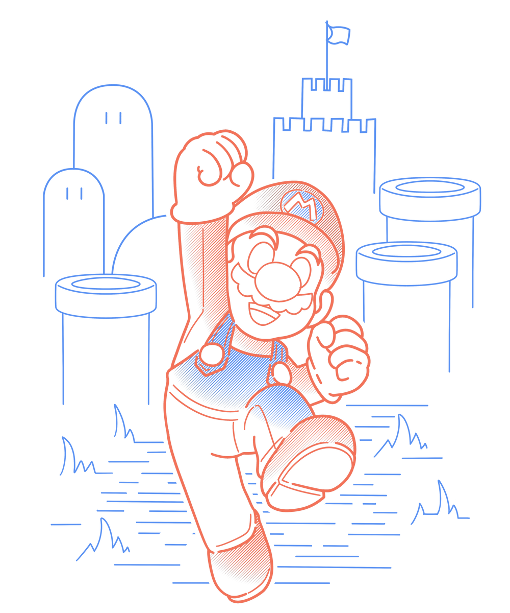 Neon Line-Art Jumpman