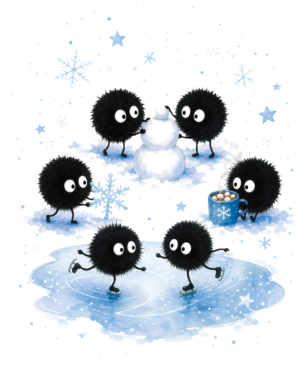 Susuwatari soot sprites in winter