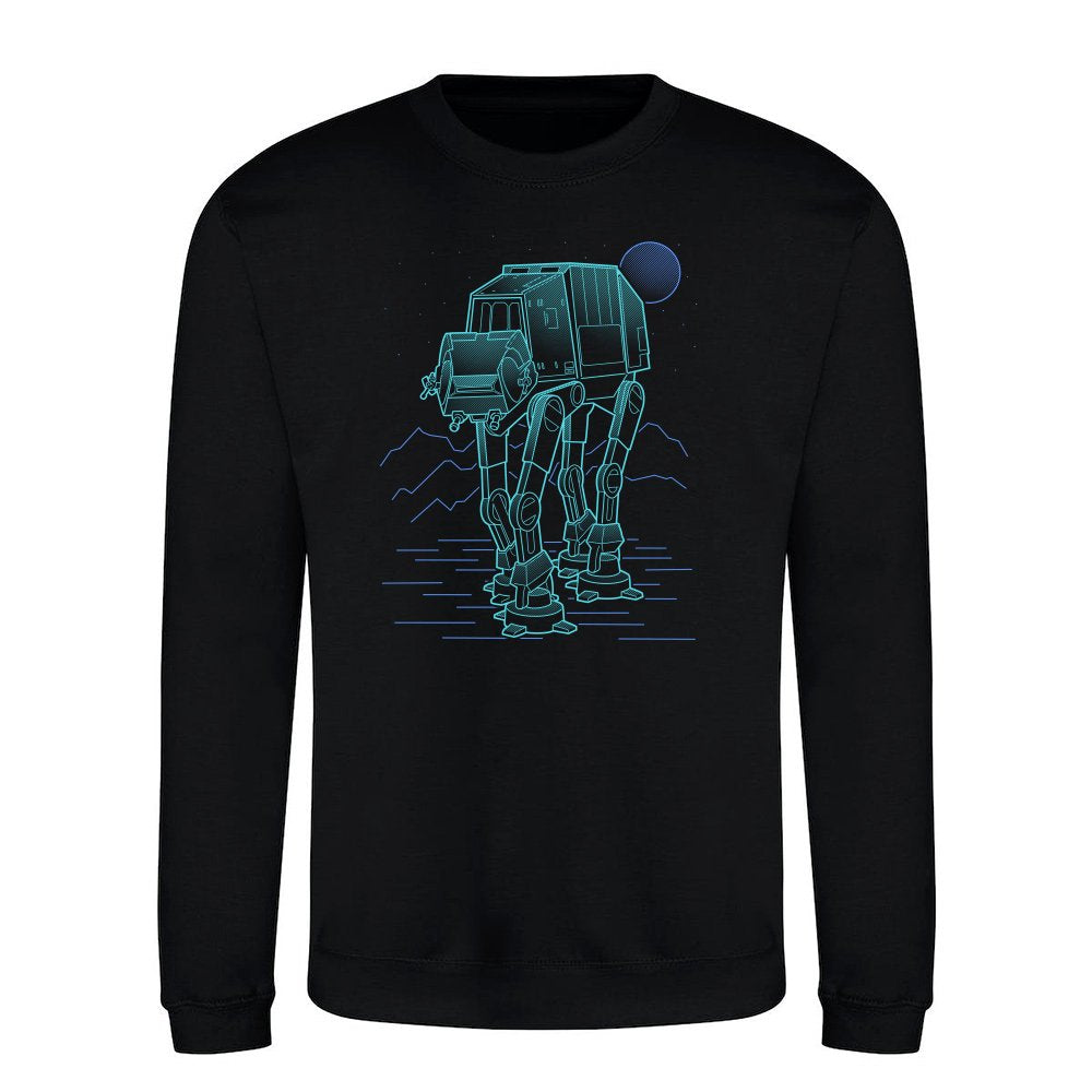 Neon Line-Art Armored Walker