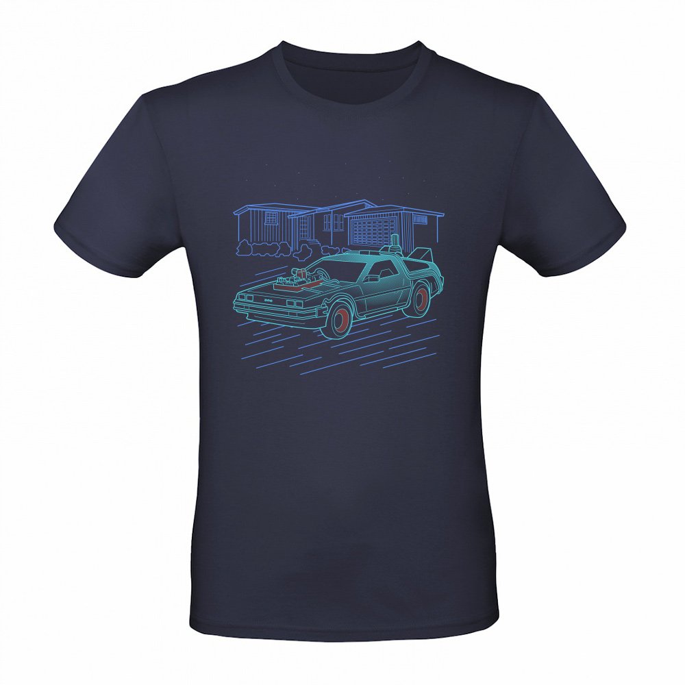 Neon Line-Art DeLorean