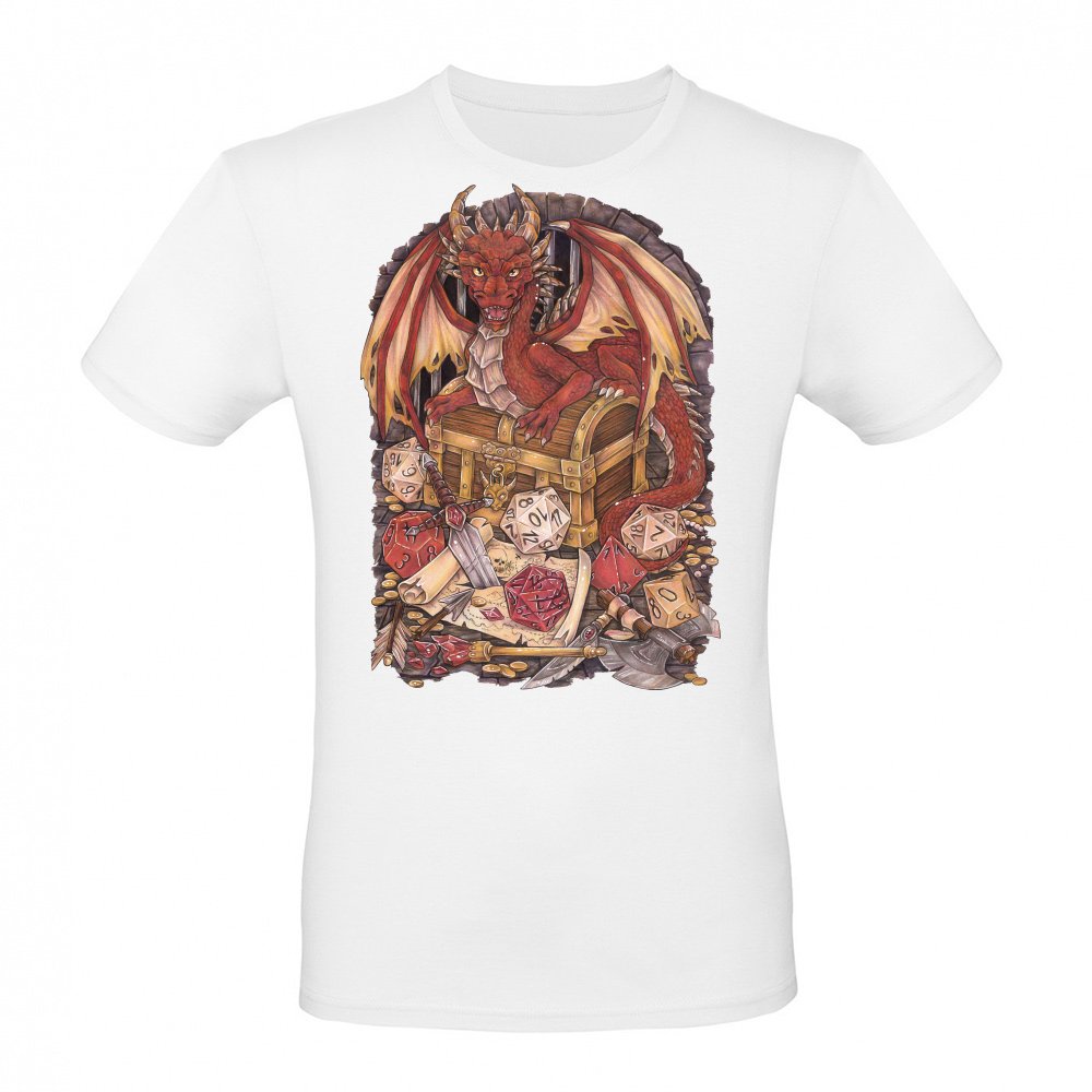 Dragon Drache Dragon mit D20 Wuerfel Dice Rollplay game
