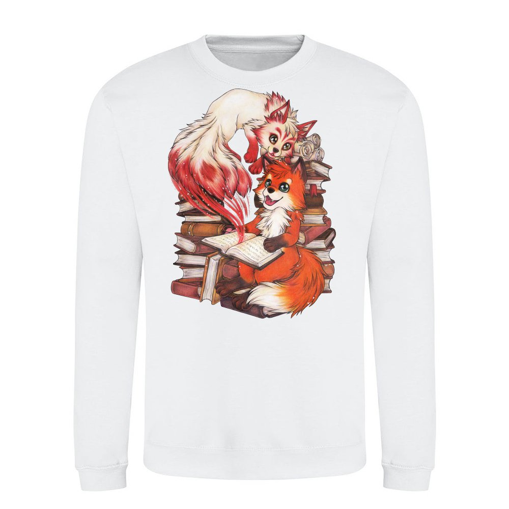 Cute Reading Fox with Kitsune Magic Book