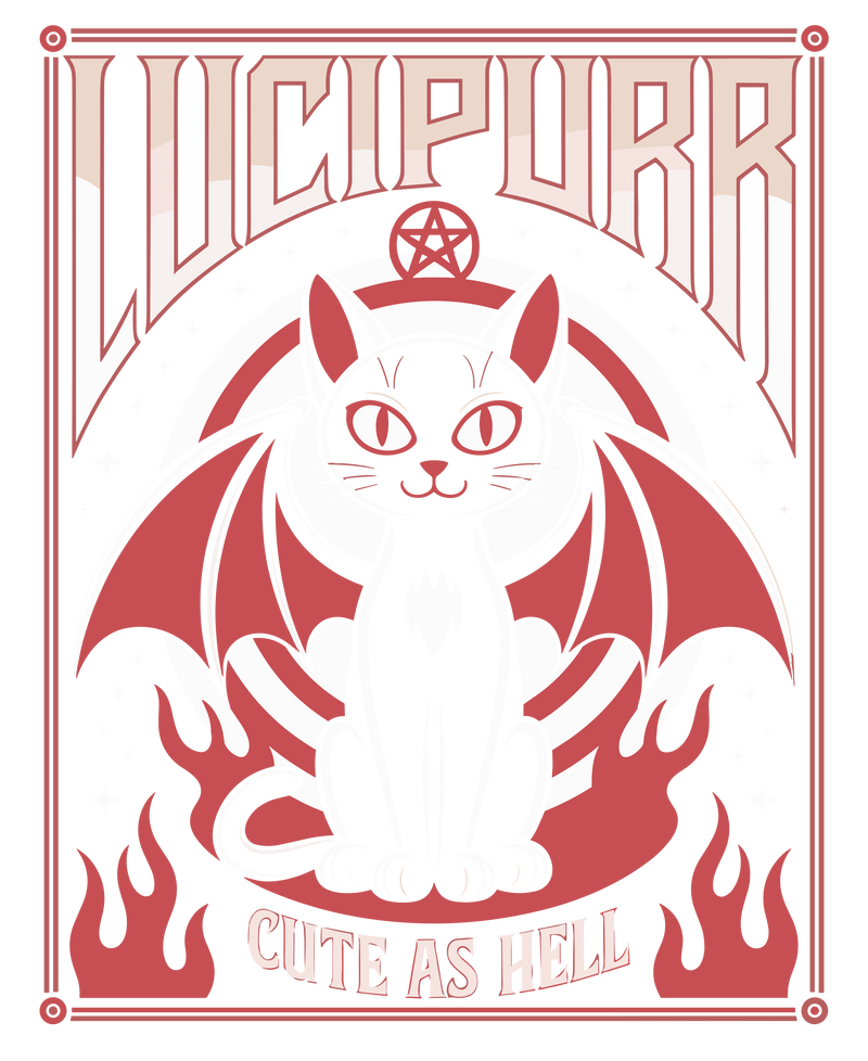 Lucipurr Cute as Hell Funny Demon Cat Art Print