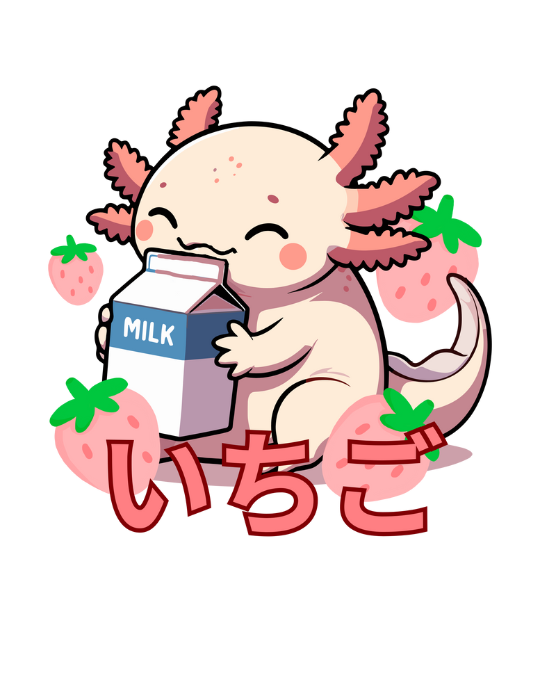 cute axolotl strawberries