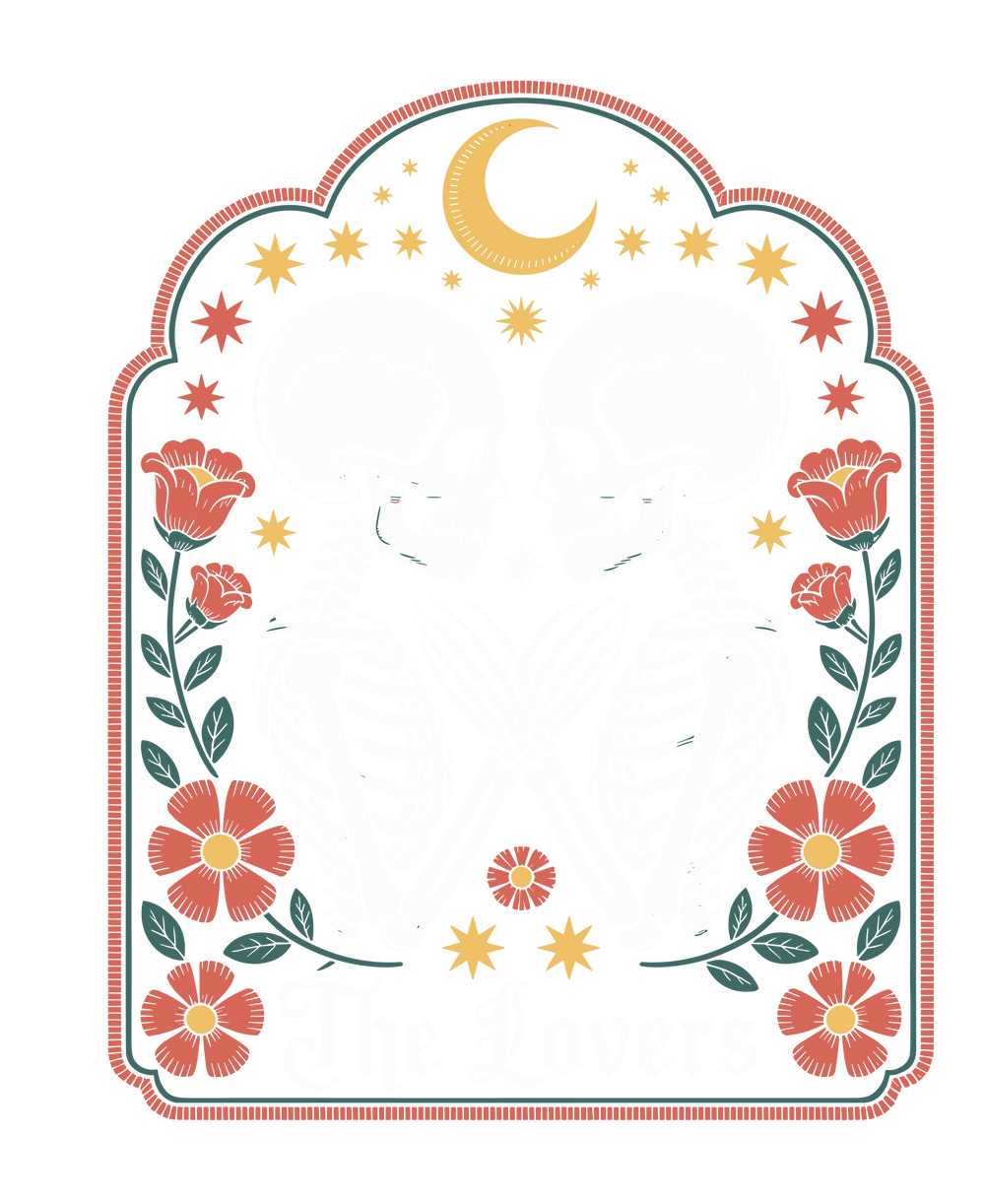 The Lovers Tarot Card Skeletons Gothic Romance Art