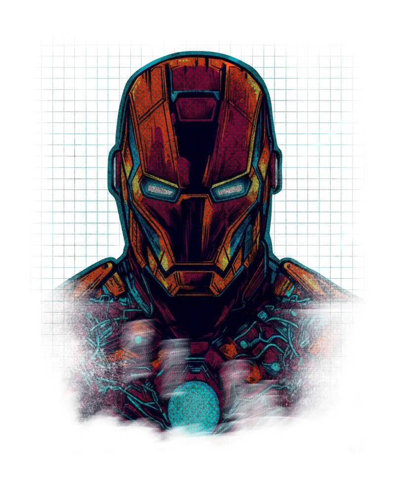 iron man synthwave graphic