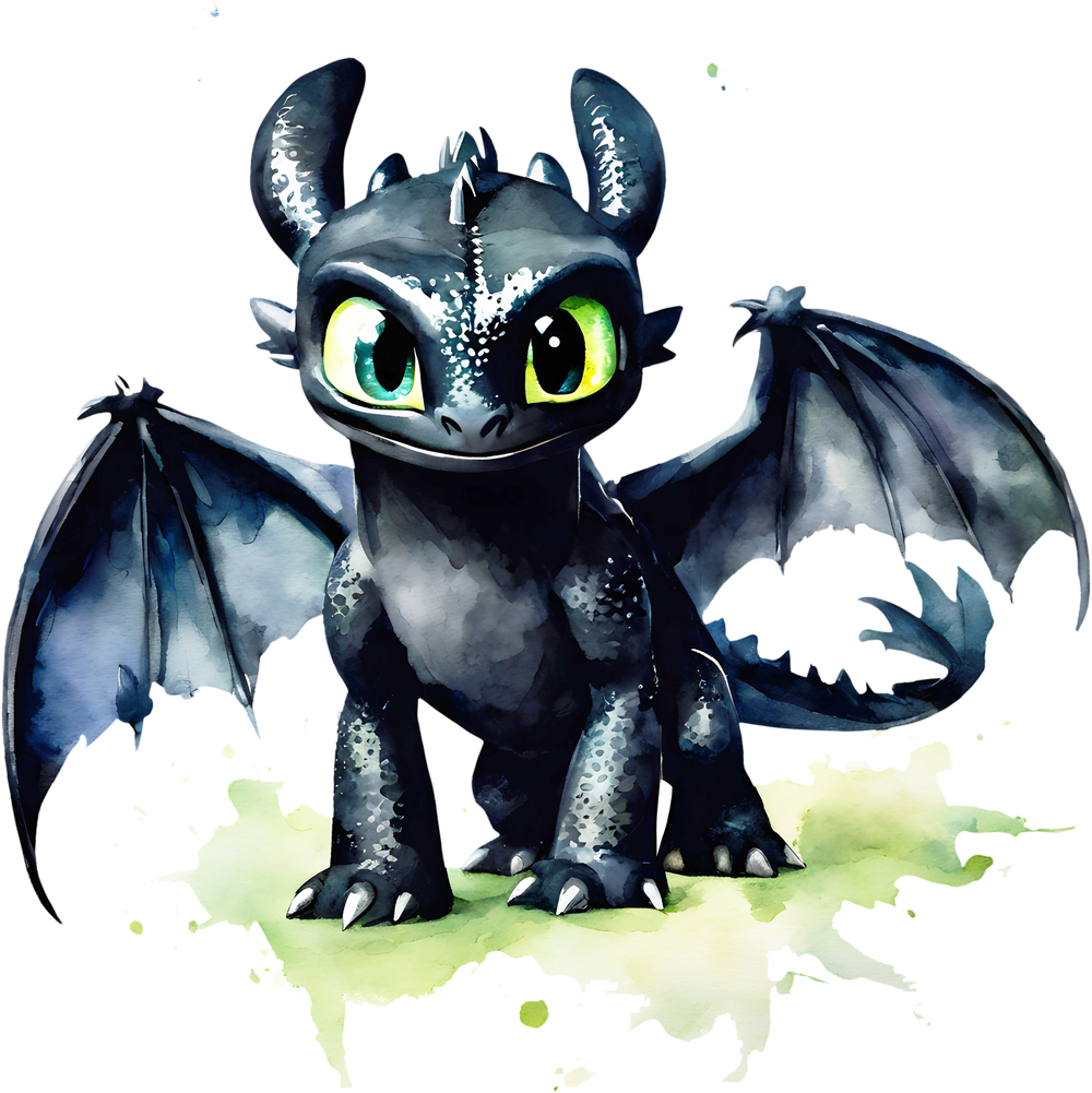 Curious cute dragon Watercolor