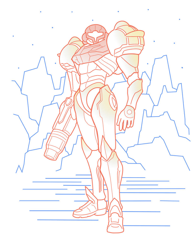 Neon Line Art Galactic Huntress 1