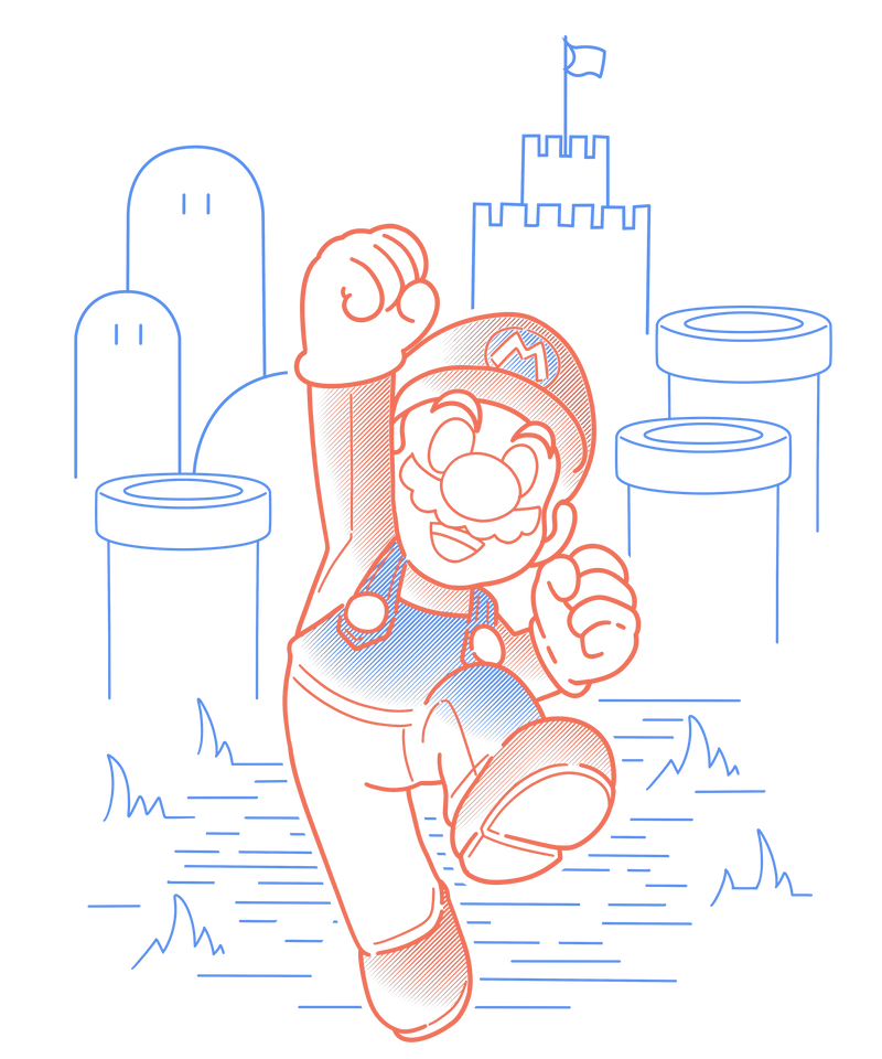 Neon Line Art Jumpman