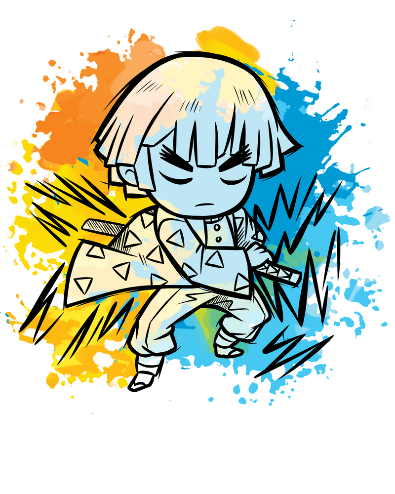 Watercolor Yellow Demon Slayer