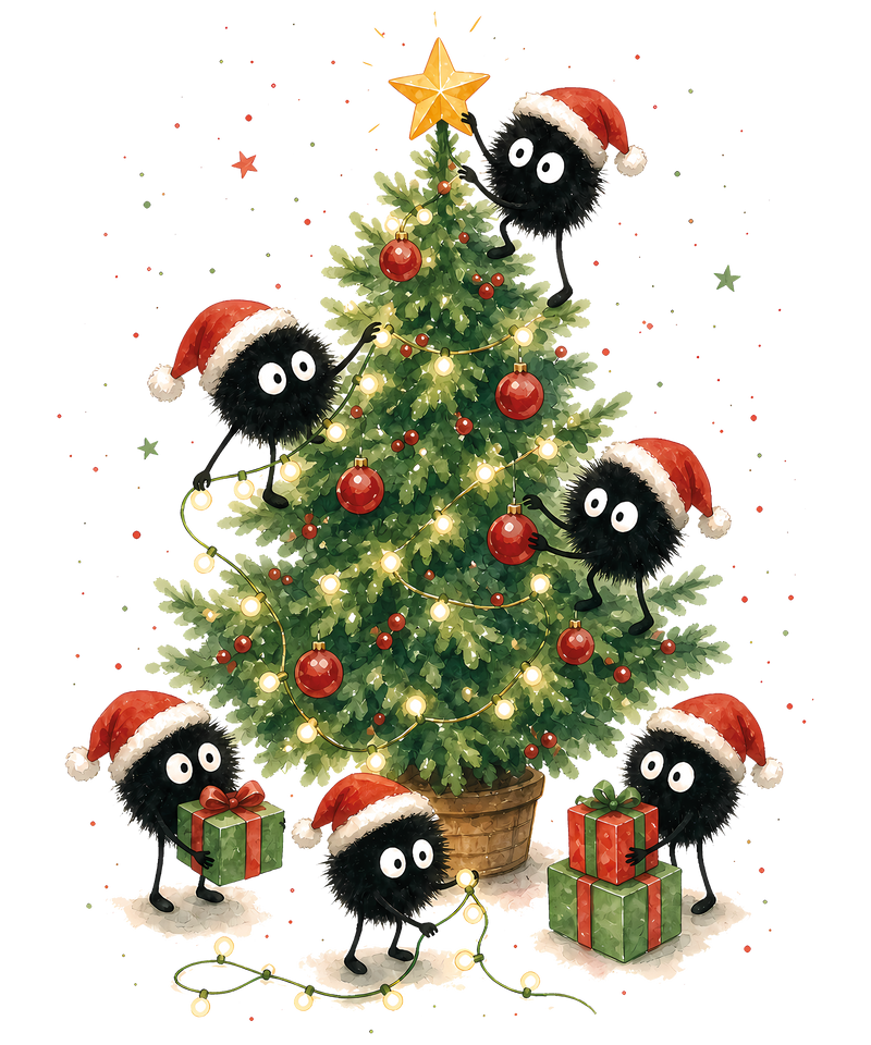 Susuwatari soot sprites at Christmas