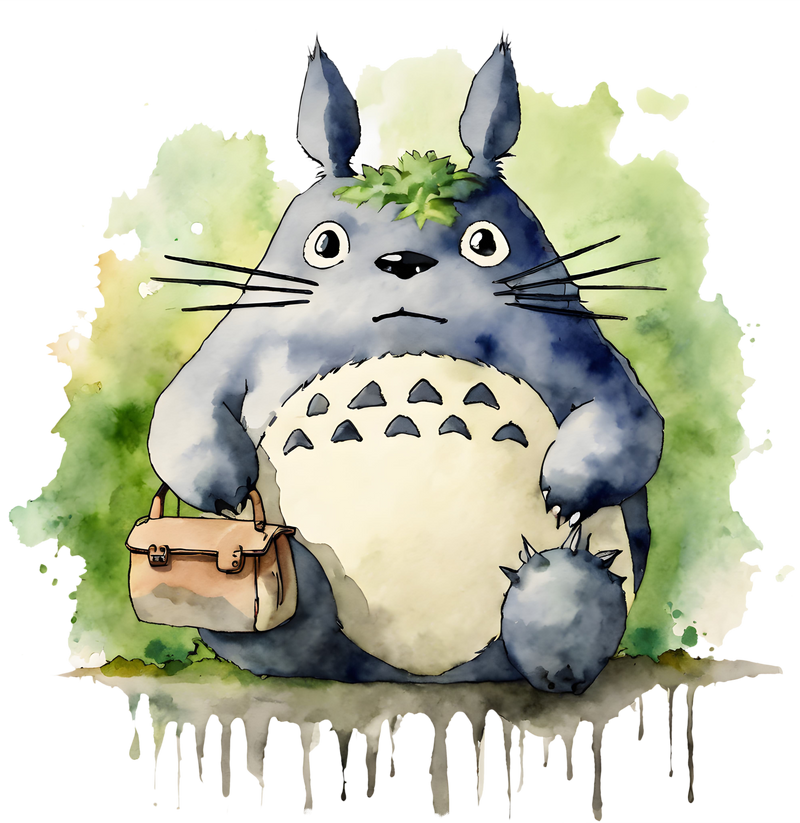 Neighbor waiting for Catbus Watercolor
