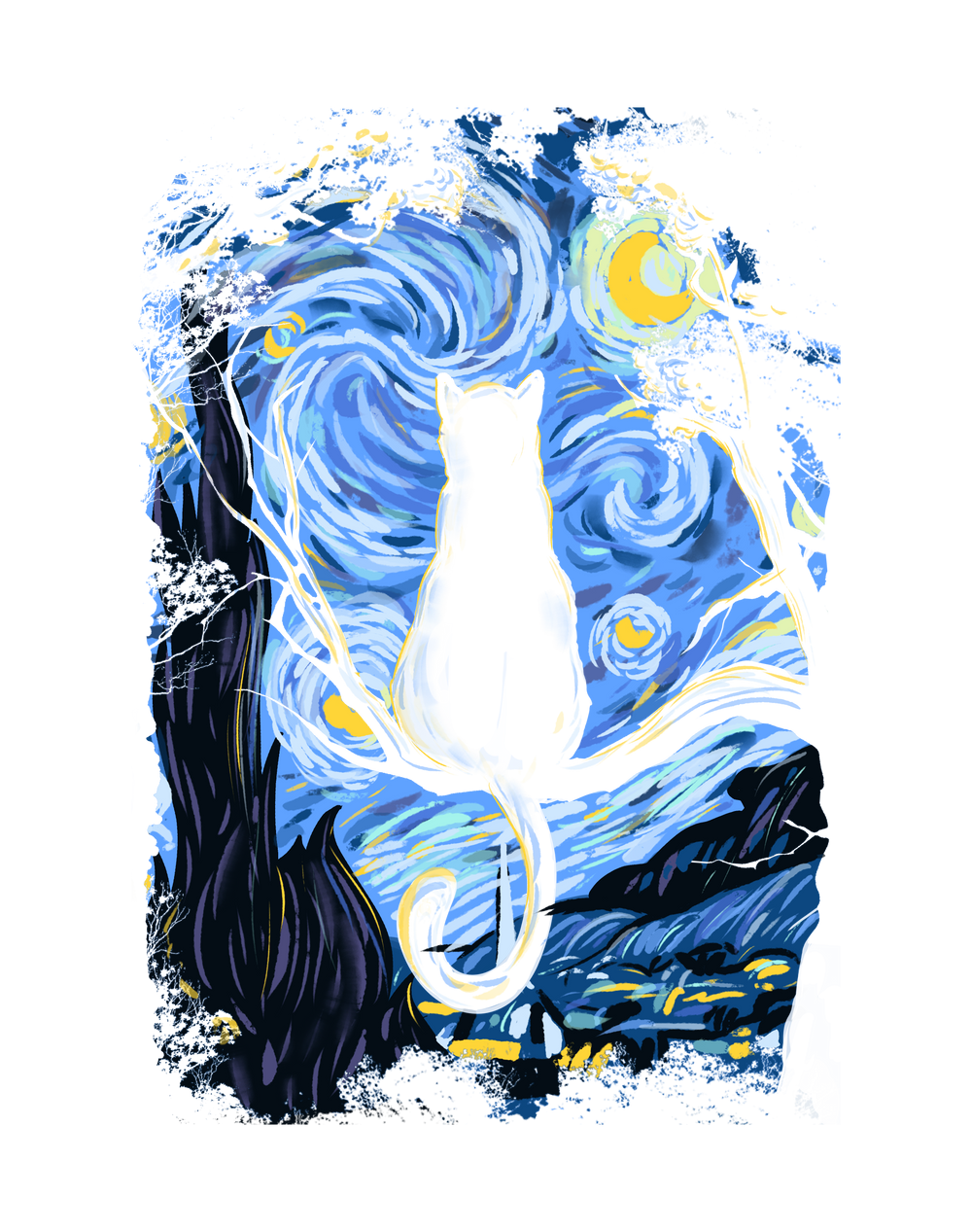 Cat Starry Night
