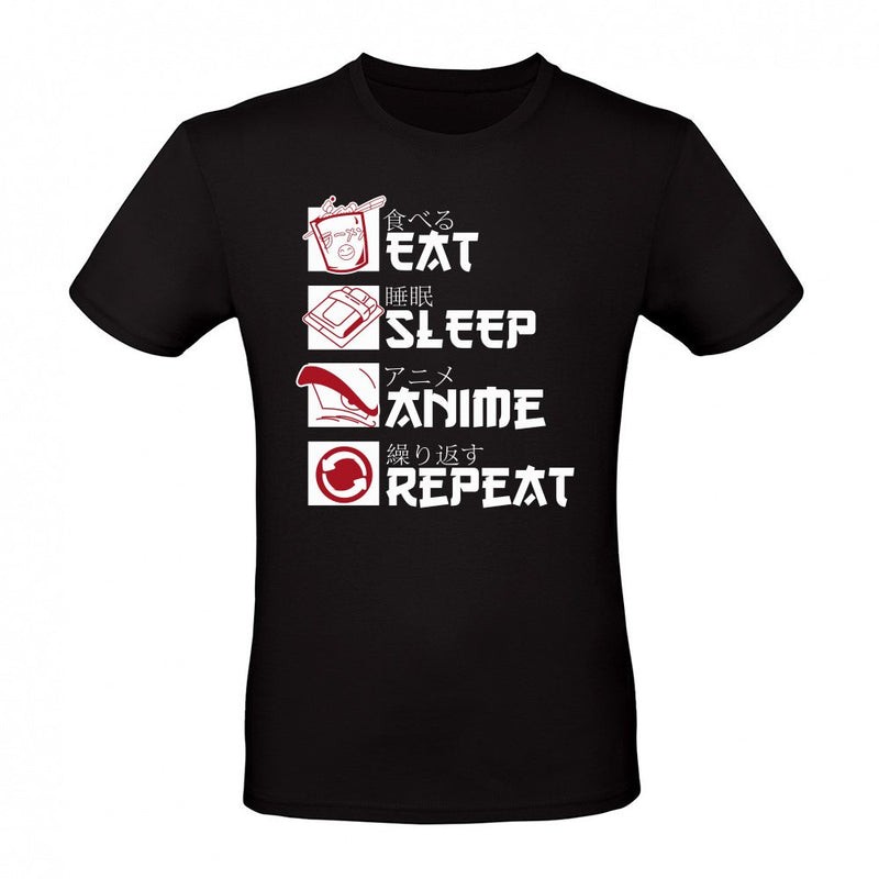 Eat Sleep Anime Repeat als T-Shirt