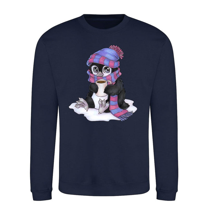 Niedlicher Chibi Pinguin mit Schal und Cap als T-Shirt