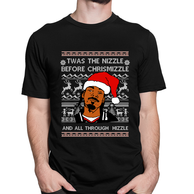 Ugly Christmas Sweater Snoop Dogg Twas The Nizzle Before Chrismizzle als T-Shirt