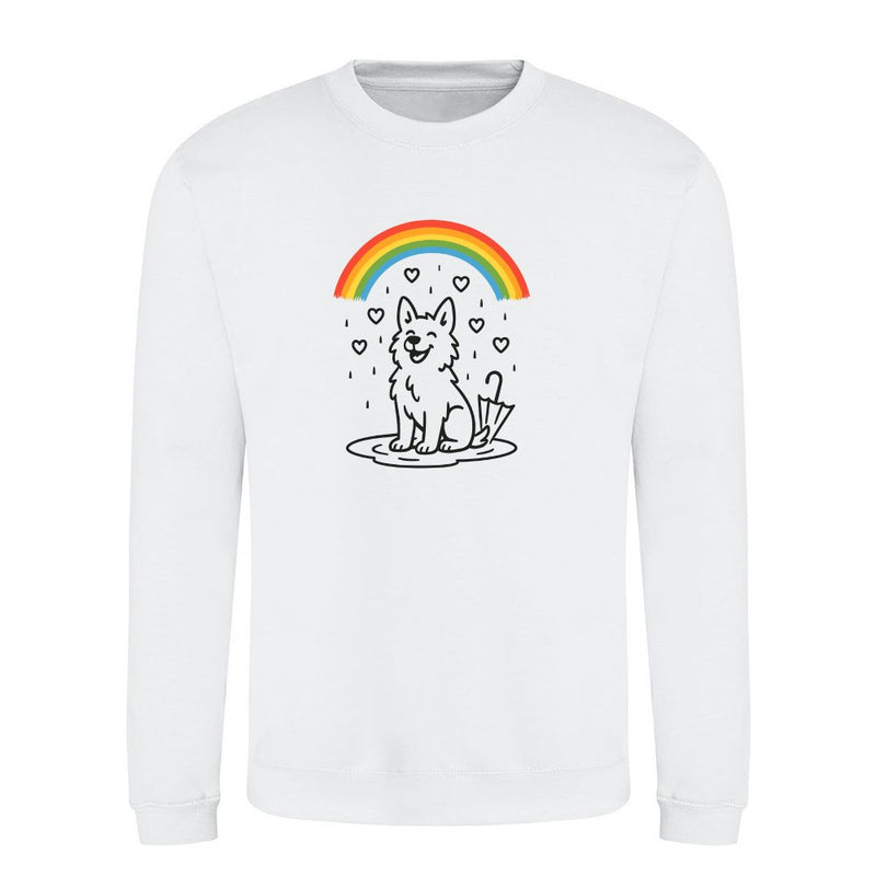 Happy Dog Under Rainbow Rain als T-Shirt