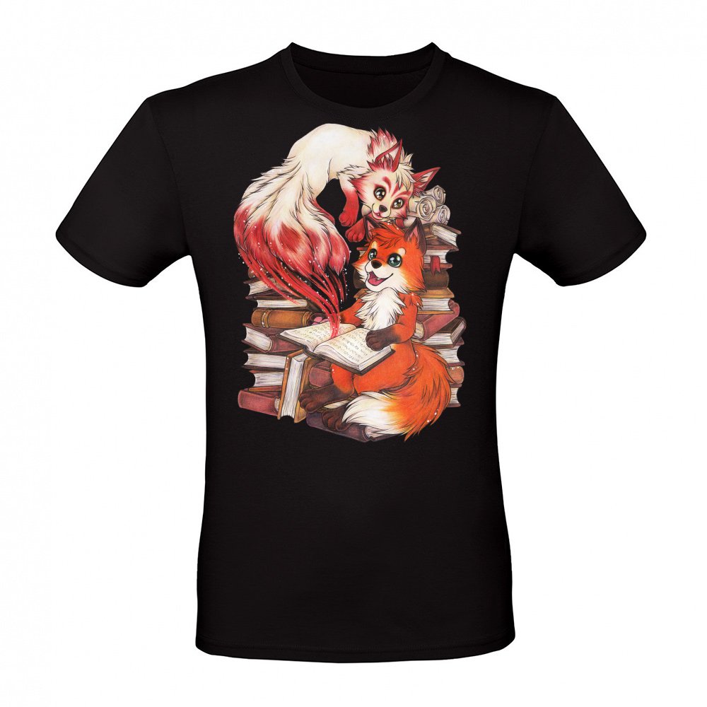 Cute Reading Fox with Kitsune Magic Book