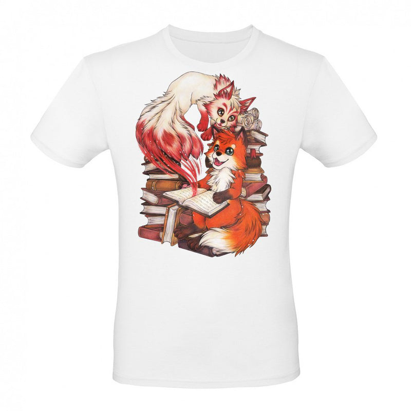 Cute Reading Fox with Kitsune Magic Book als T-Shirt