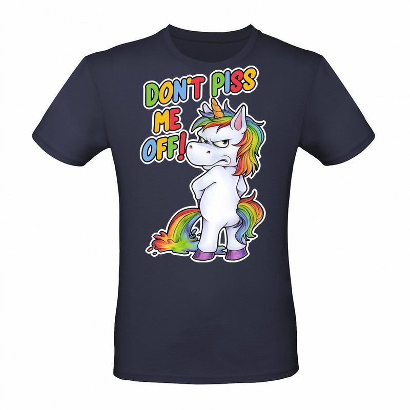 Funny unicorn peeing with a grumpy look