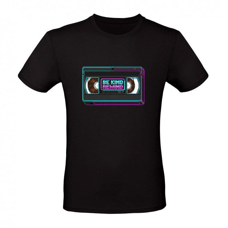 Retro VHS Tape Be Kind Rewind Neon Pixel Art als T-Shirt
