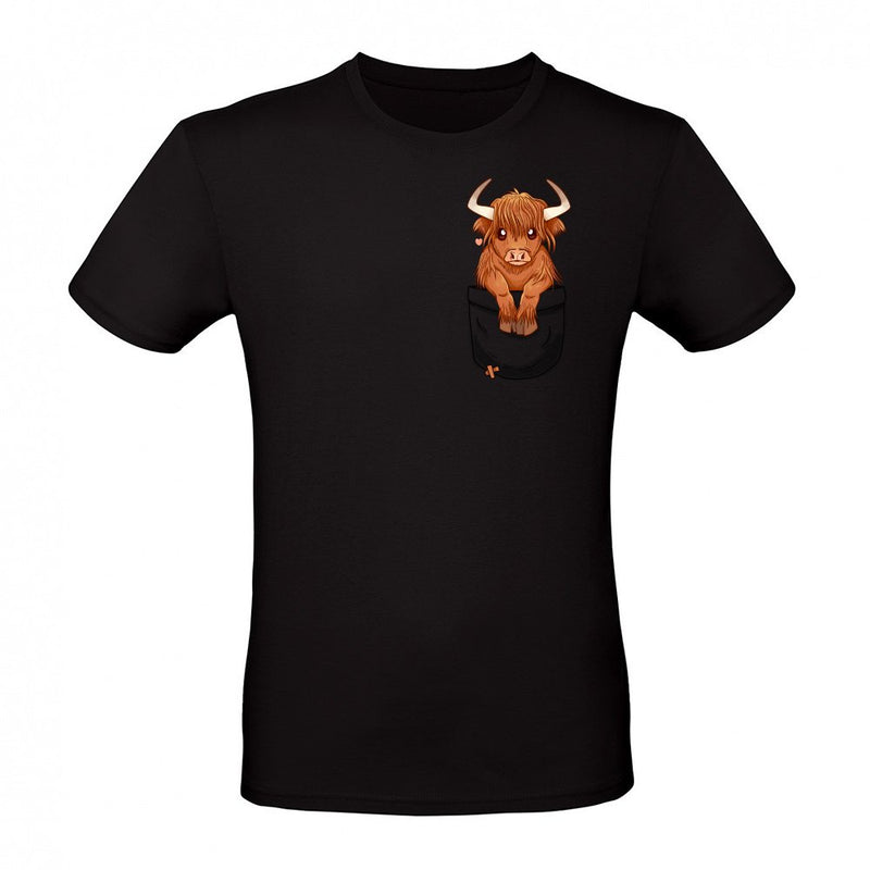 Pocket Cute Scottish Cow als T-Shirt