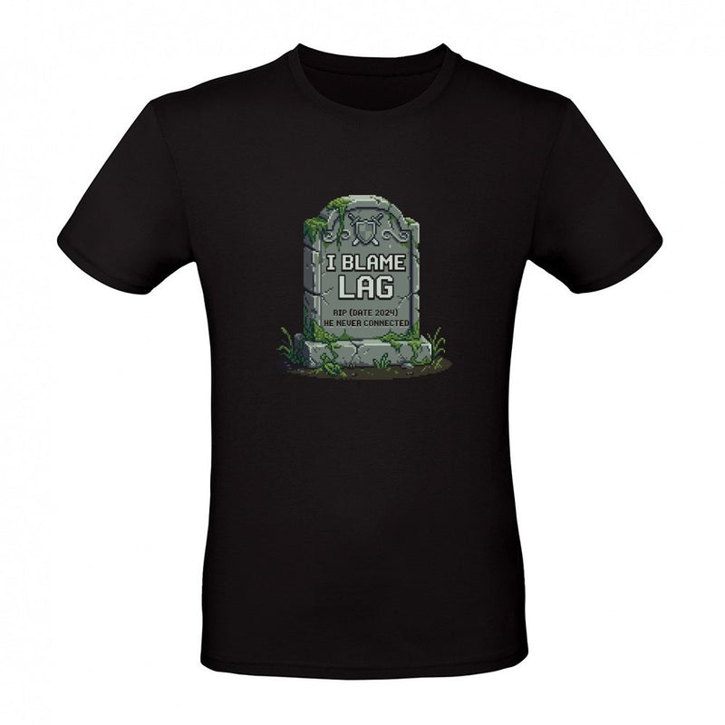 I Blame Lag Retro Gamer Tombstone Pixel Art als T-Shirt