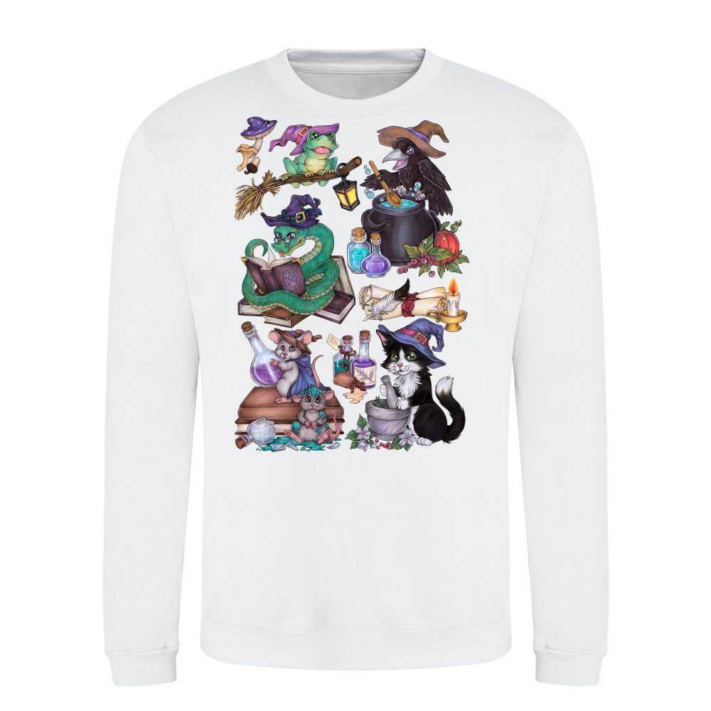 Niedliche Halloween Tiere im Hexen Style mit Magie