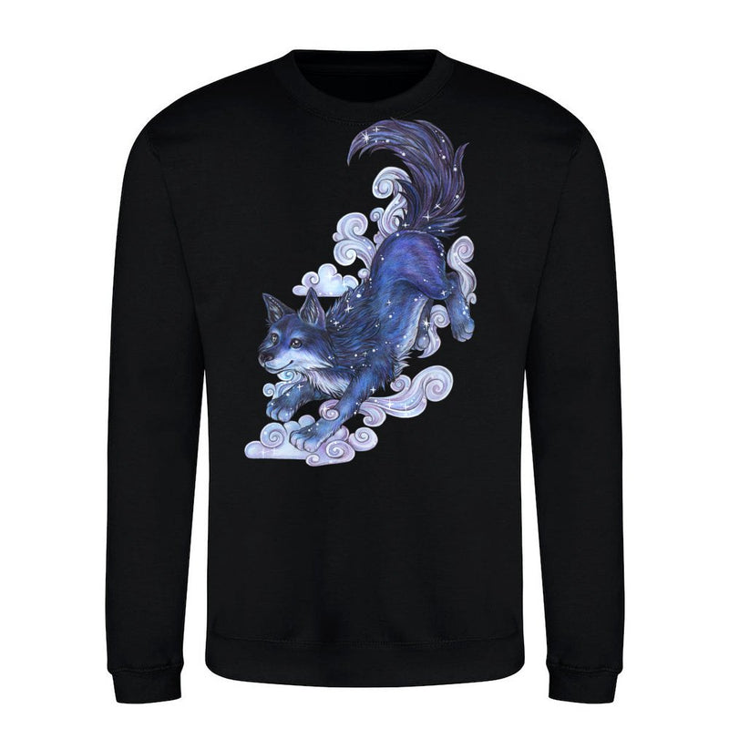 Cute mystical moon wolf with clouds and stars als T-Shirt