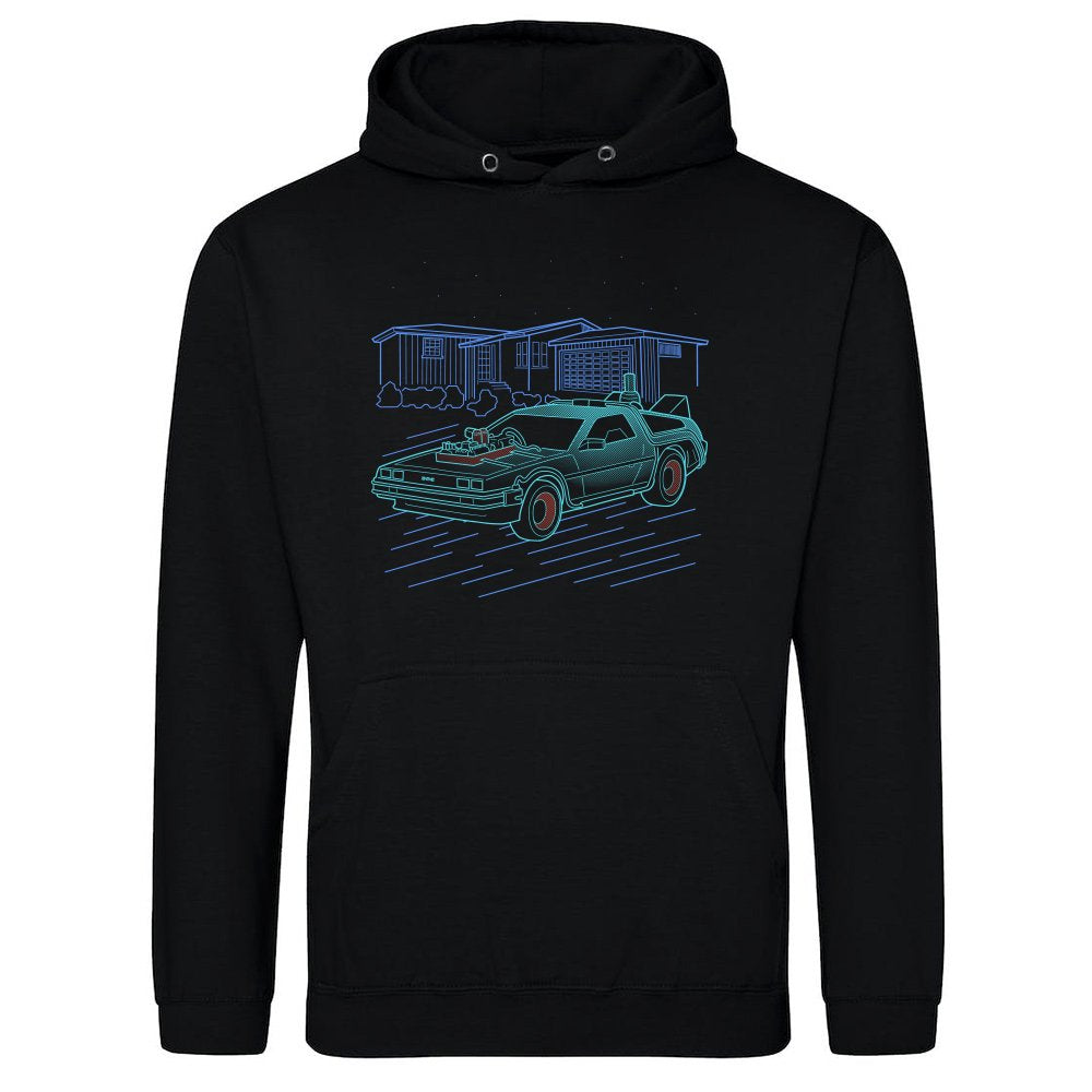 Neon Line-Art DeLorean