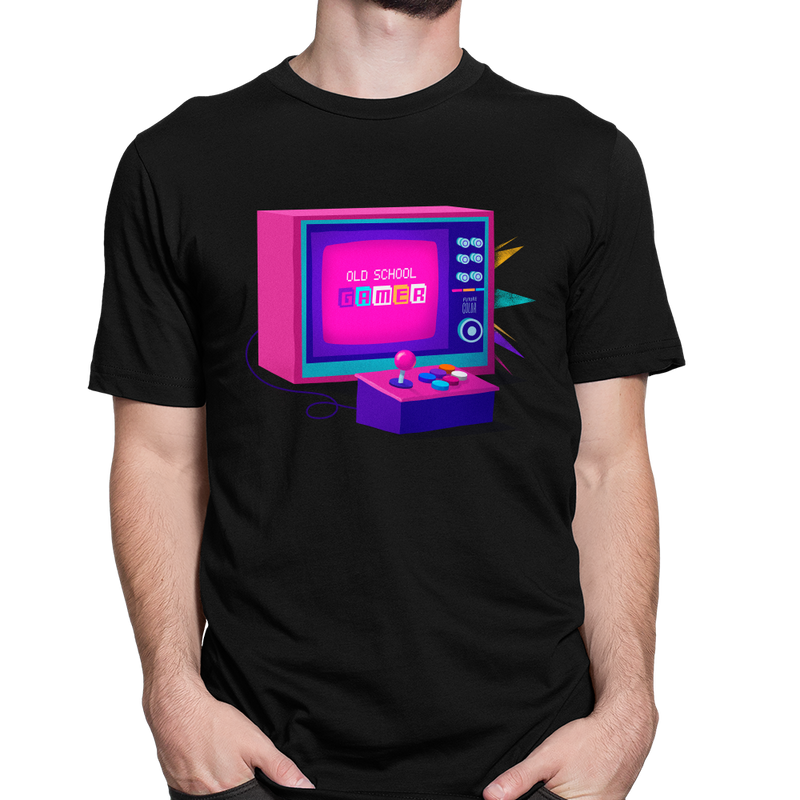 Old school retro gamer als T-Shirt