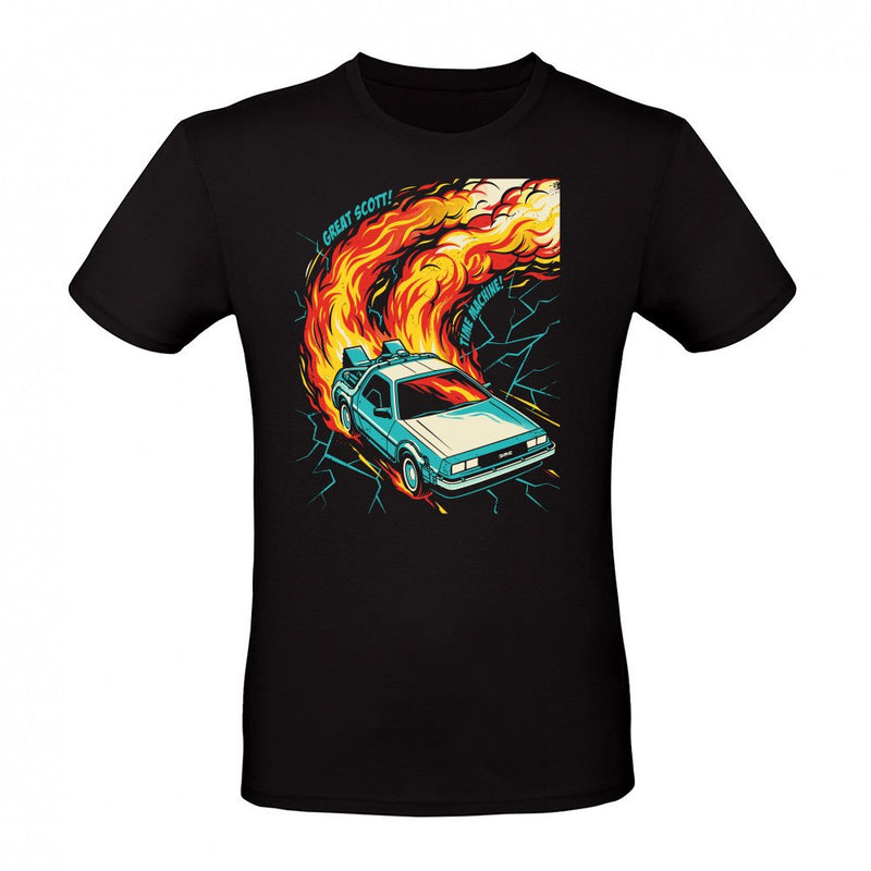 Retro Time Machine DeLorean Pop Art als T-Shirt