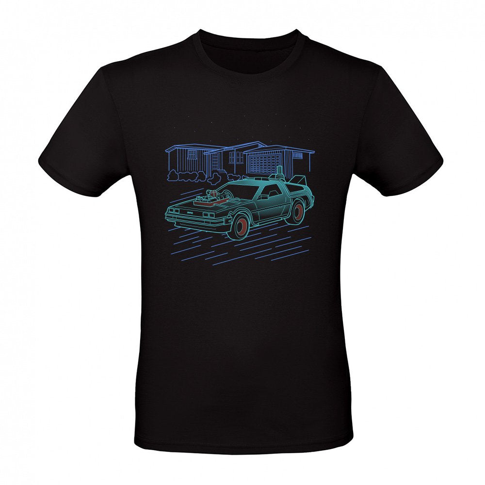 Neon Line-Art DeLorean