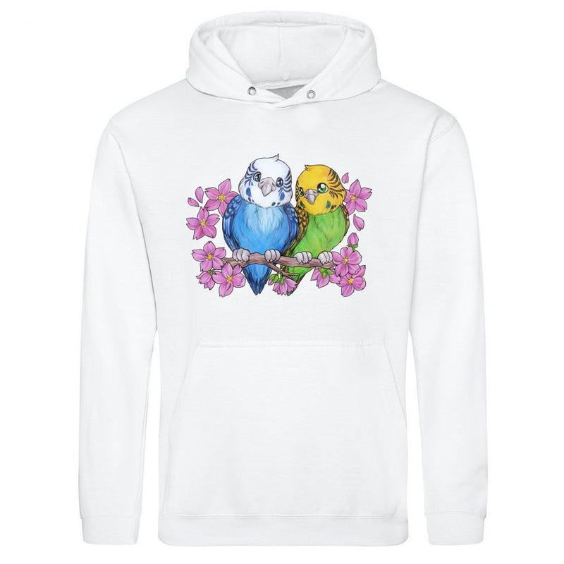 Cute budgie couple with cherry blossoms als T-Shirt