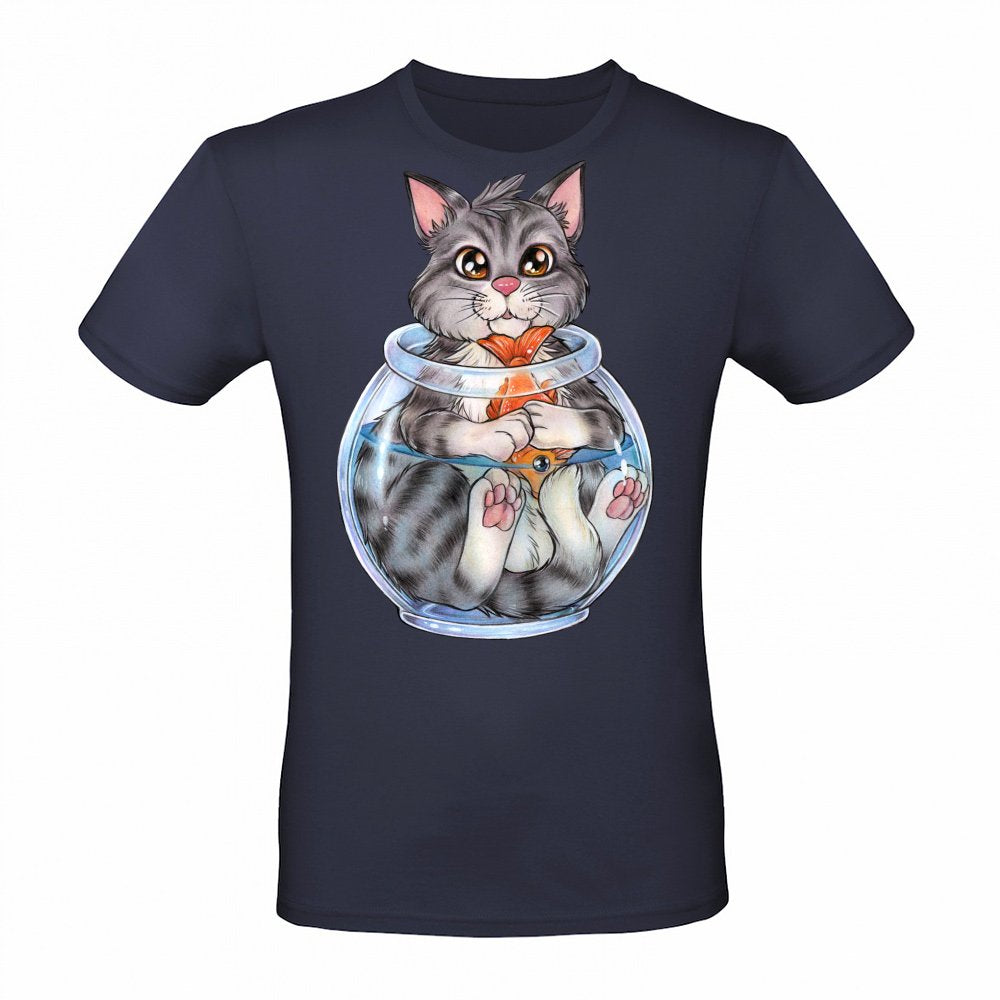 Cute cat steals fish fishing gift