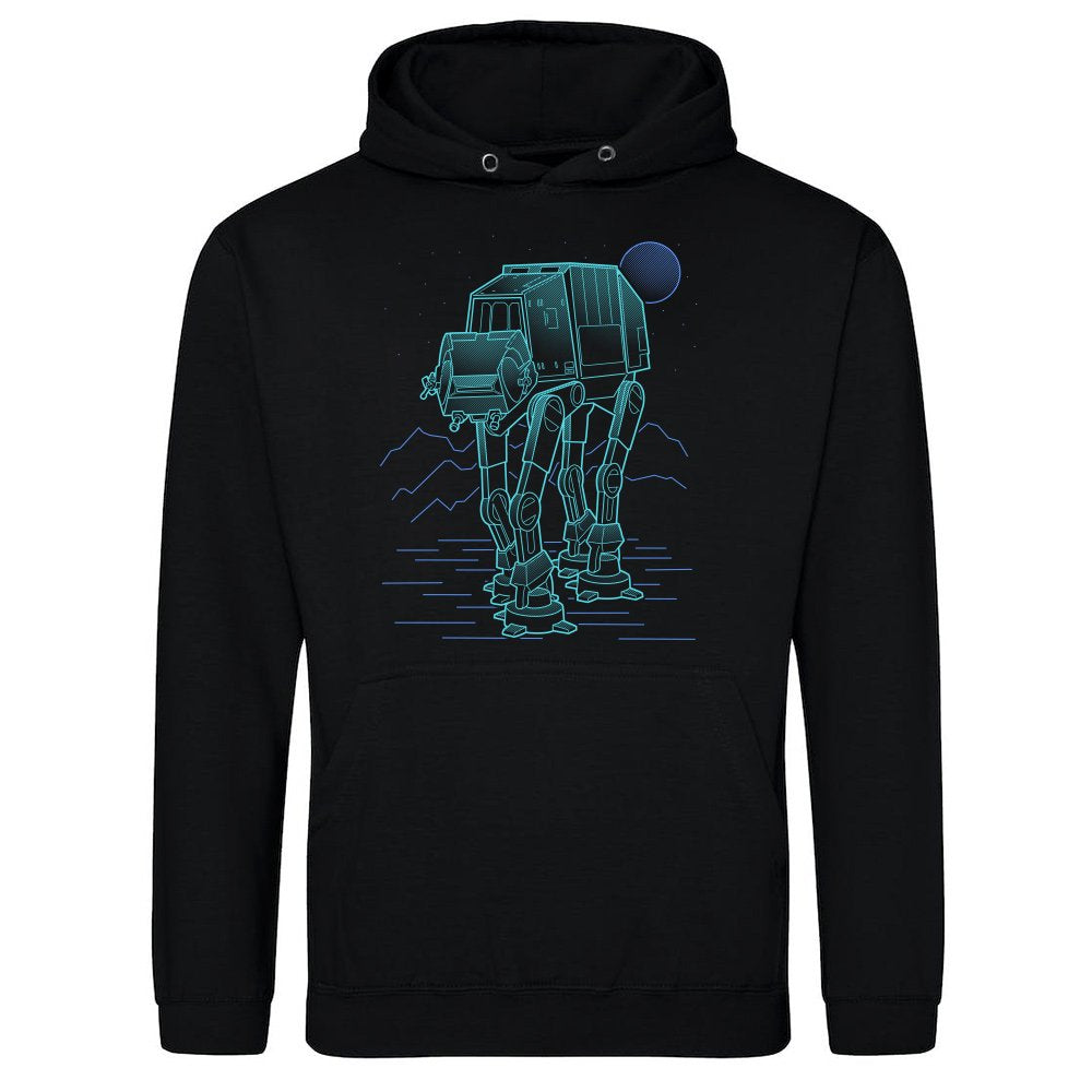 Neon Line-Art Armored Walker