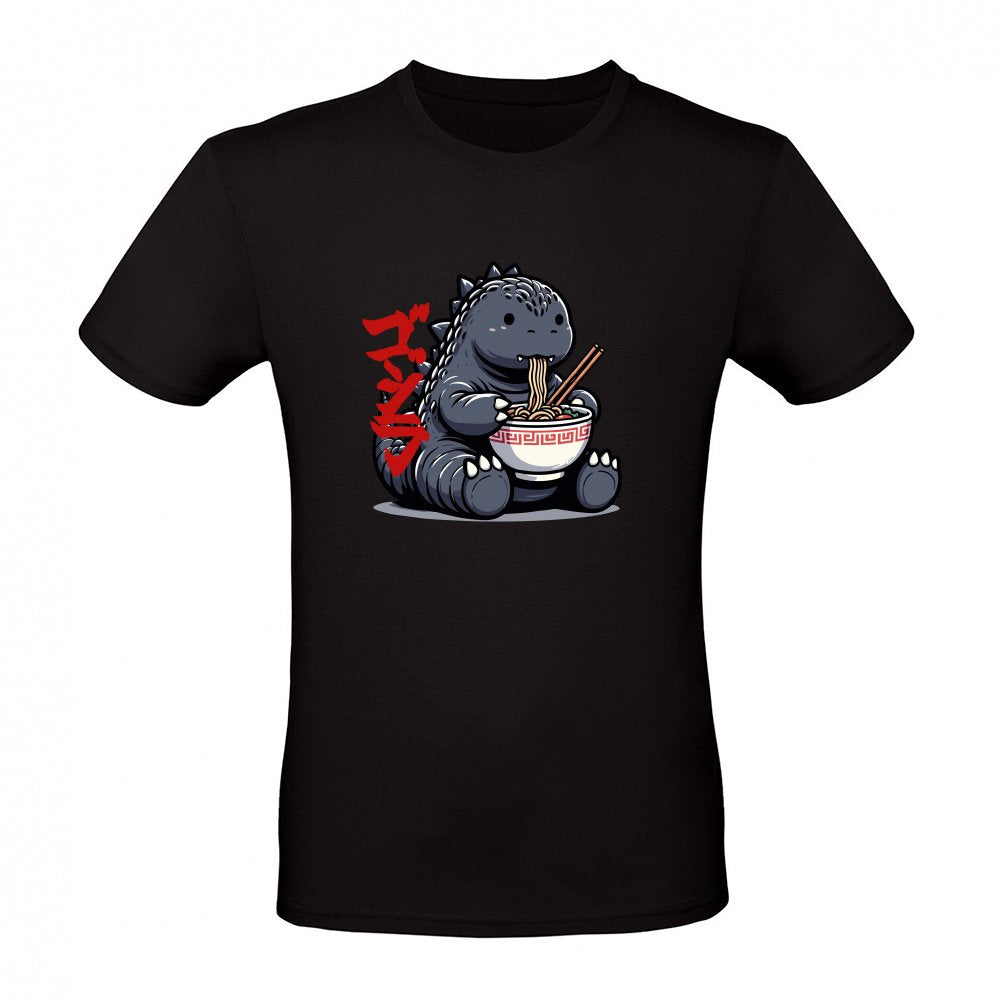 cute Godzilla eating ramen