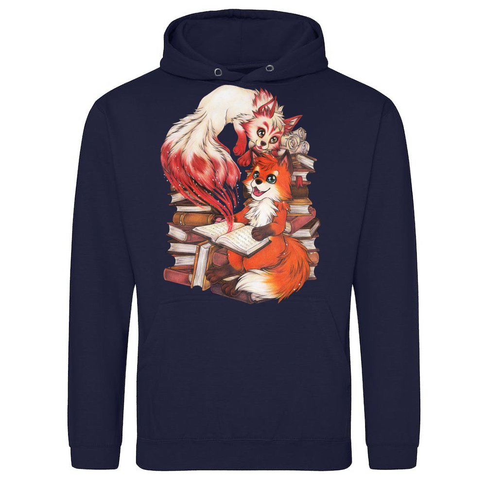 Cute Reading Fox with Kitsune Magic Book