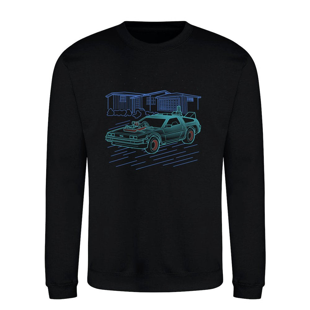Neon Line-Art DeLorean